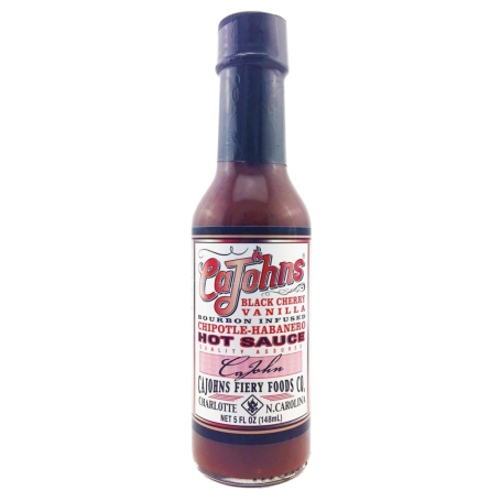 Cajohns Black Cherry Vanilla Bourbon Infused Chipotle-Habanero Hot Chili Sauce 148ml